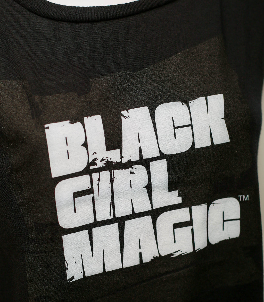 Black Girls Magic White Logo  "Black" Sleeveless Women Tee