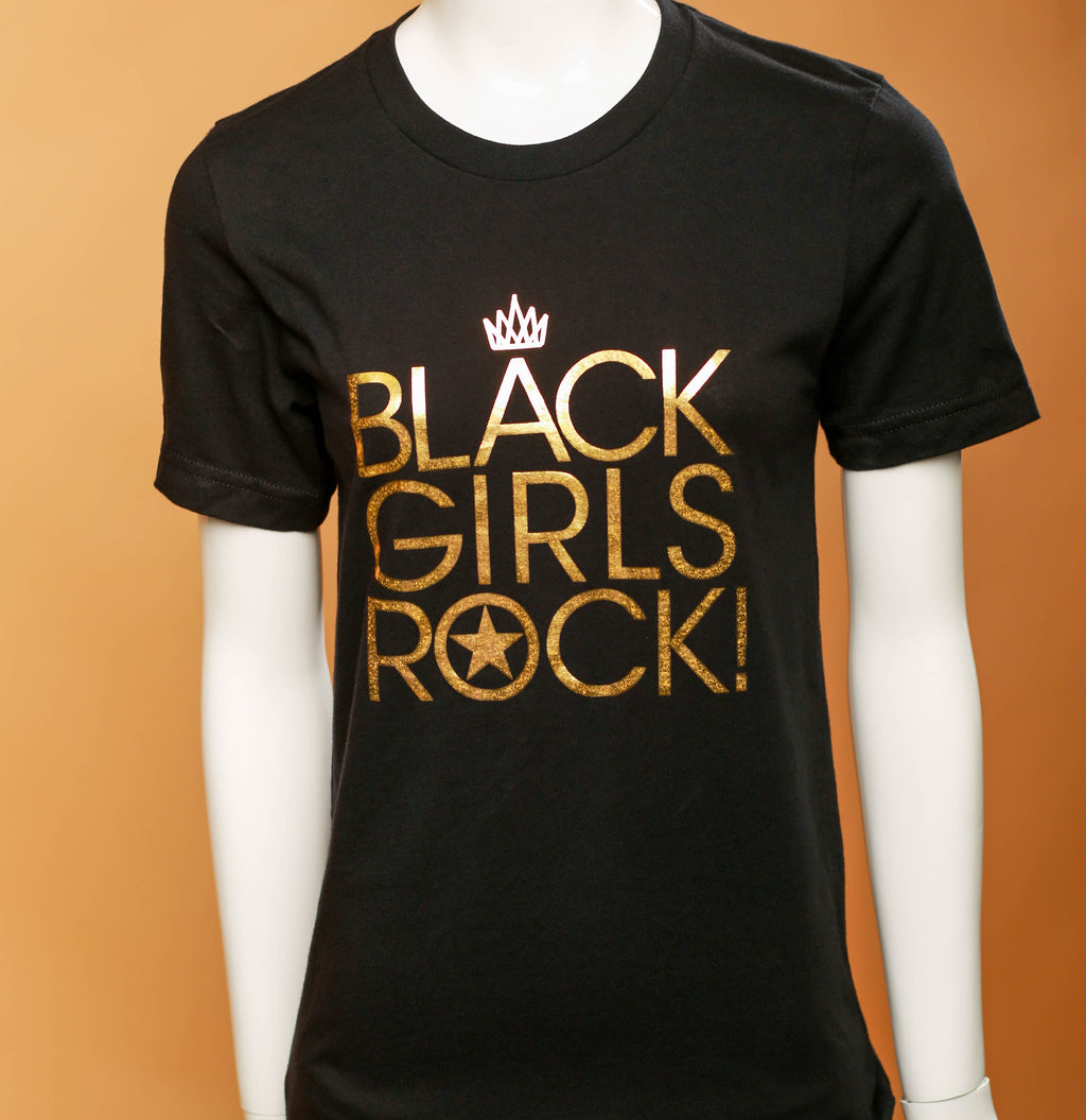 Black Girls Rock Crown Gold Foil "Black" Tee