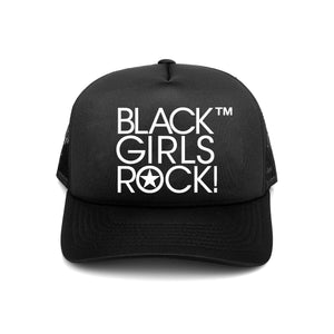 Black Girls Rock White Puff "Black" Trucker Hat